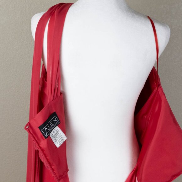 👗 Alex Evenings One-Shoulder Gown 💕 Coral Red – Size 14 - Picture 10 of 13